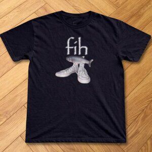 Funny Fish With Sneakers Graphic T Shirt Black Weird Humor Tee